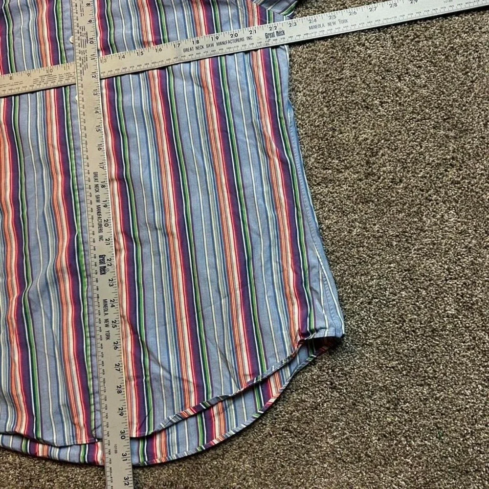 Vintage polo Ralph Lauren multicolor striped preppy button shirt size 16 34/35‎